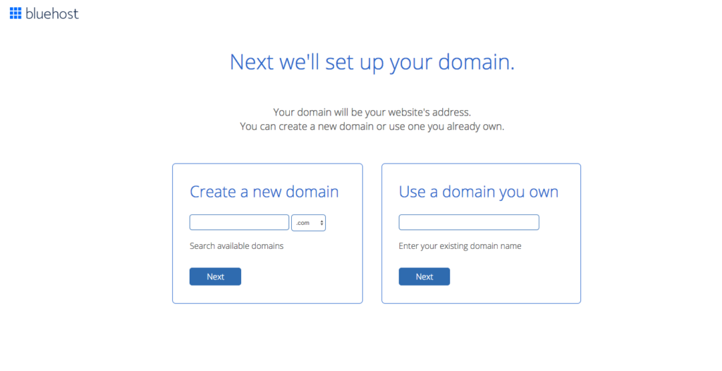 Start a blog. bluehost. choose your domain name