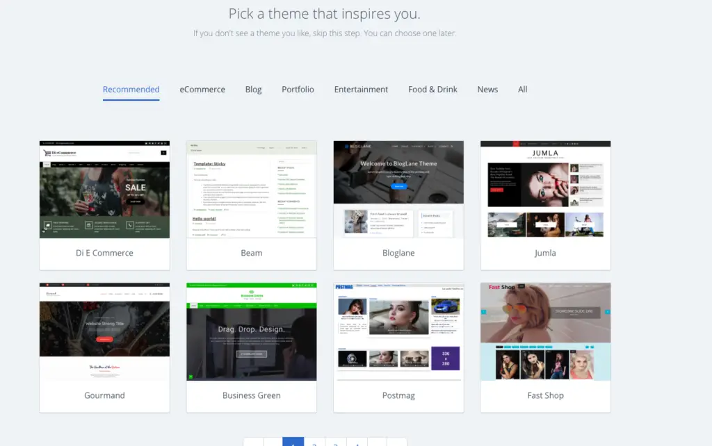 Start a blog. bluehost. pick a theme